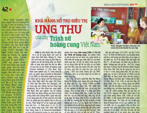 Khả năng hỗ trợ điều trị ung thư của Cây Trinh nữ hoàng cung Việt Nam.